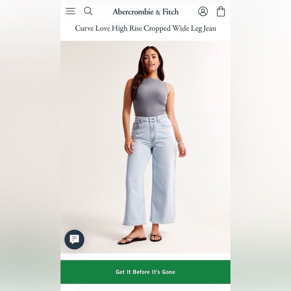 Abercrombie & Fitch Curve Love High Rise Cropped Wide Leg Jean! Size 32!!